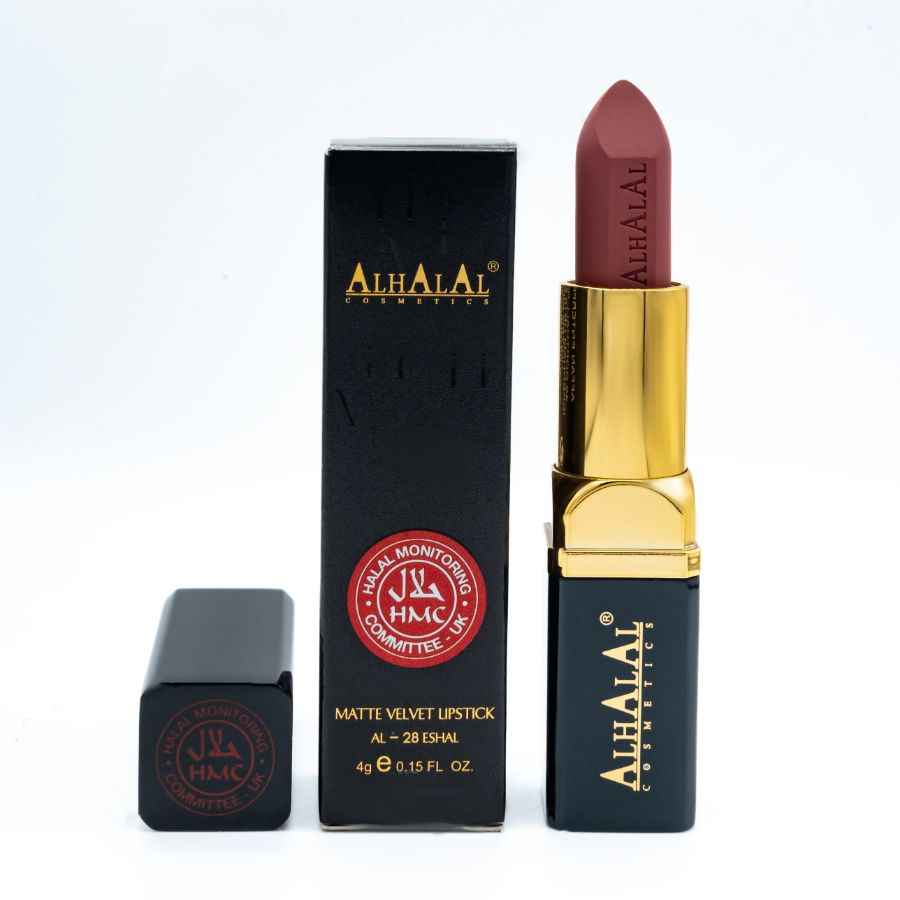 Alhalal cosmetics fluwelen lippentift in matte velvet finish met zwarte en gouden verpakking