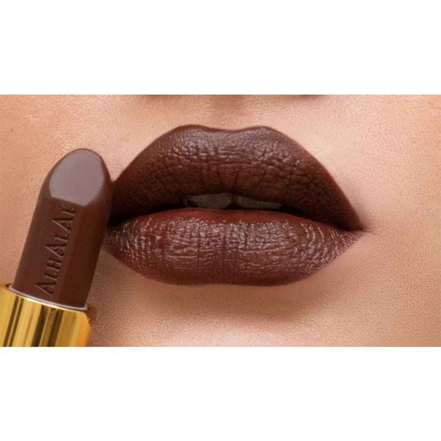 Donkerbruine Alhalal velvet lippenstift met volle dekking halal lippenstift kopen