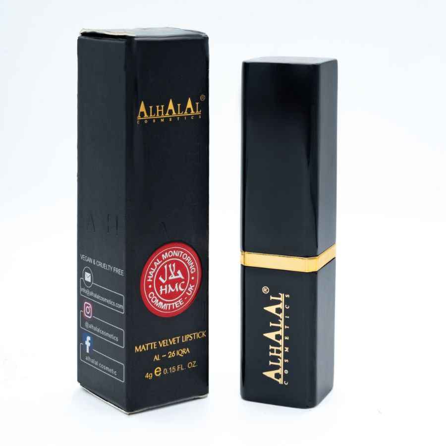 Alhalal cosmetics matte velvet lipstick in zwarte verpakking halal lippenstift kopen