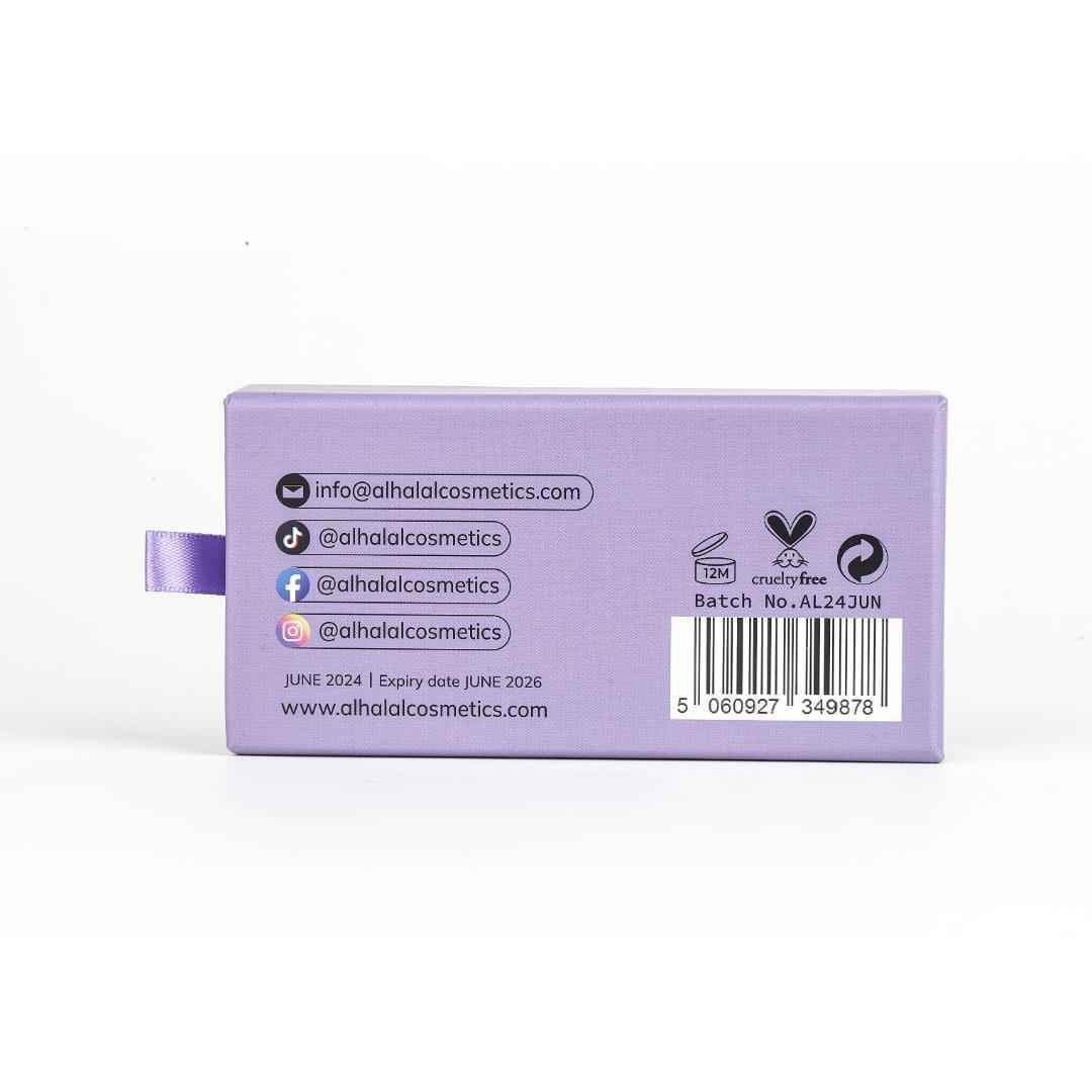 Alhalal cosmetics velvet lipstick verpakking met informatie en details over wimpers groeien terug