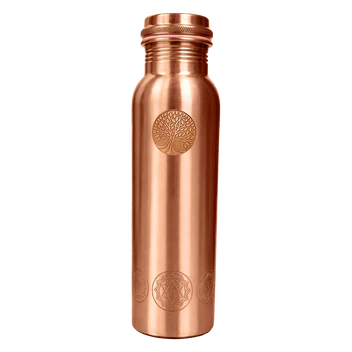 Redblad Gladde Koperen Waterfles met Chakra Gravure
