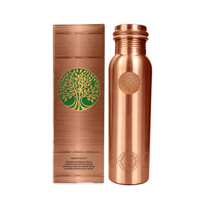 AMAS ORGANICS | 100% PUUR KOPEREN WATERFLES CHAKRA | PREMIUM QUALITY | HANDGEMAAKT EN UNIEK | 950 ML | 350 G - Bestseller
