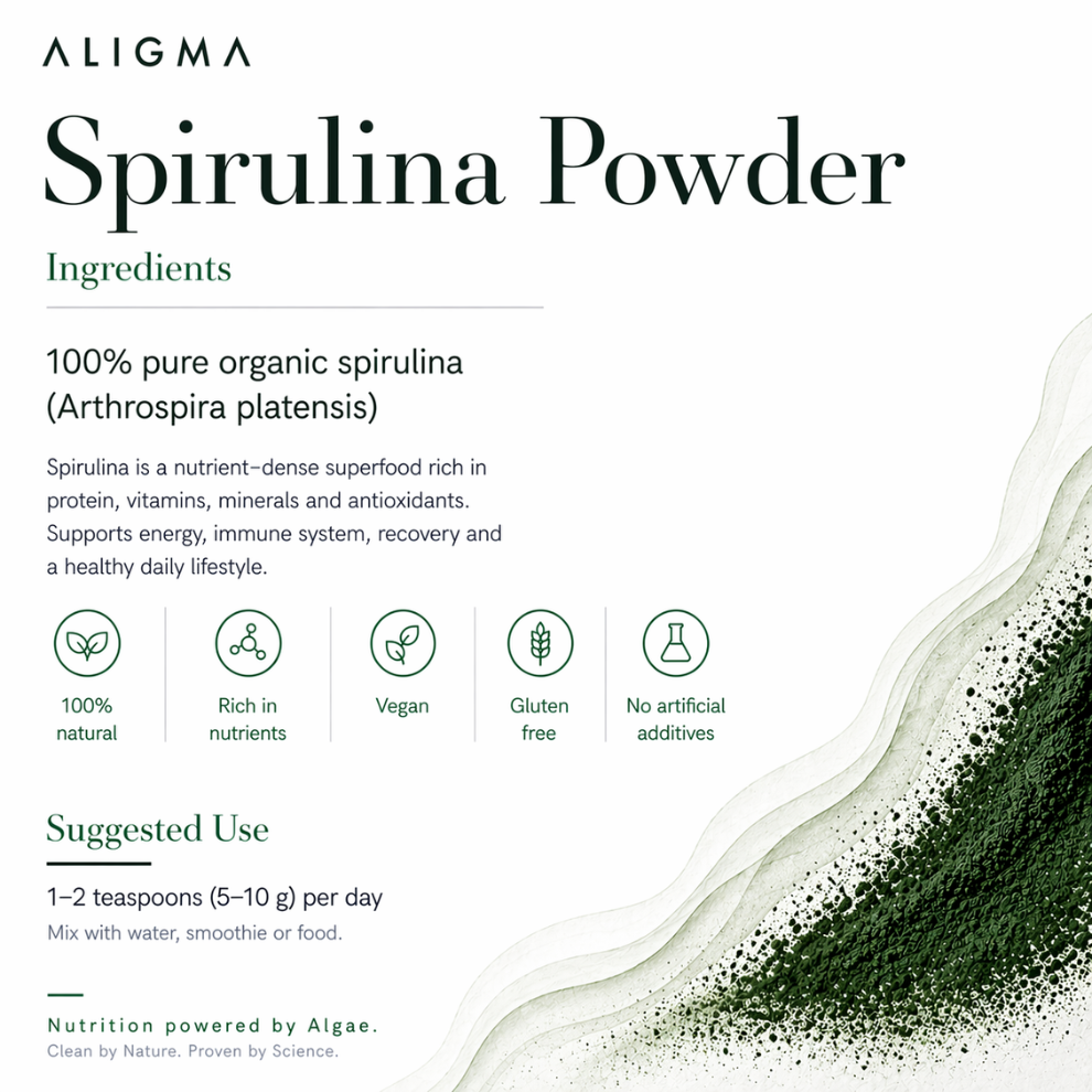 Økologisk spirulinapulver