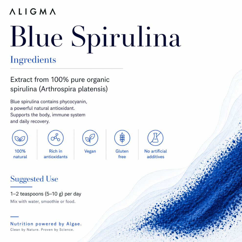 Økologisk Blå Spirulina-pulver 75 gram