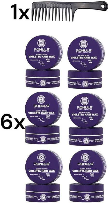 Ronuls Cera professionale per acconciature Violetta + pettine per styling gratuito Confezione vantaggiosa 6x 150ml kopen in Nederland