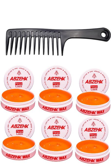 Abzehk Red Mega Look Hair Styling Wax 6 Pieces + Free Styling Comb