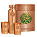 100 % ENSEMBLE CADEAU EN CUIVRE PUR | BOUTEILLE D'EAU 950 ML + 2 GOBELETS 250 ML | QUALITÉ PREMIUM | FAIT MAIN ET UNIQUE | IDÉE CADEAU 3