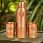 100 % ENSEMBLE CADEAU EN CUIVRE PUR | BOUTEILLE D'EAU 950 ML + 2 GOBELETS 250 ML | QUALITÉ PREMIUM | FAIT MAIN ET UNIQUE | IDÉE CADEAU 1