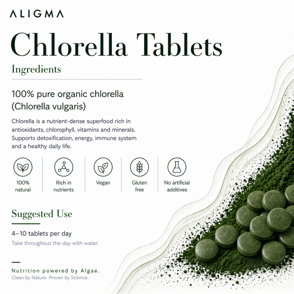 Økologiske Chlorella-tabletter 500 stykker - (500 mg pr. tablet)
