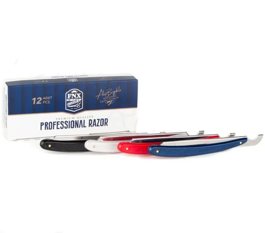 FNX PREMIUM Klassiek Open Scheermes -Scheermes Houder PROFESSIONAL STRAIGHT ROZOR scheermes  wit