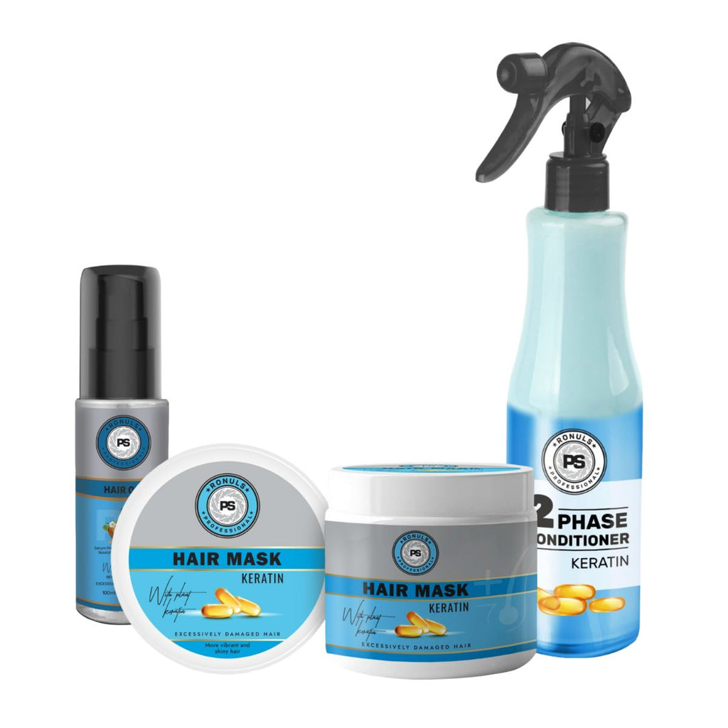 Ronuls Professional Keratin shampoo Hair Oil  Hair Mask  Two Phase Conditioner set