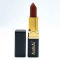 Alhalal cosmetics velvet lipstick in bruine oranje tint met gouden en zwarte huls