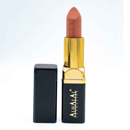 Batom de veludo da Alhalal Cosmetics numa elegante cor castanha com manga dourada