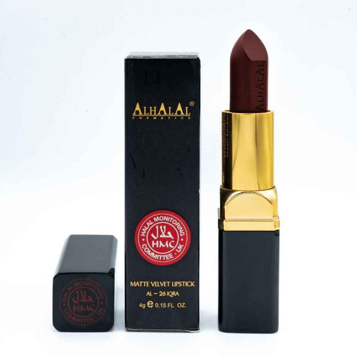 Køb Alhalal cosmetics velvet læbestift med mat finish halal læbestift