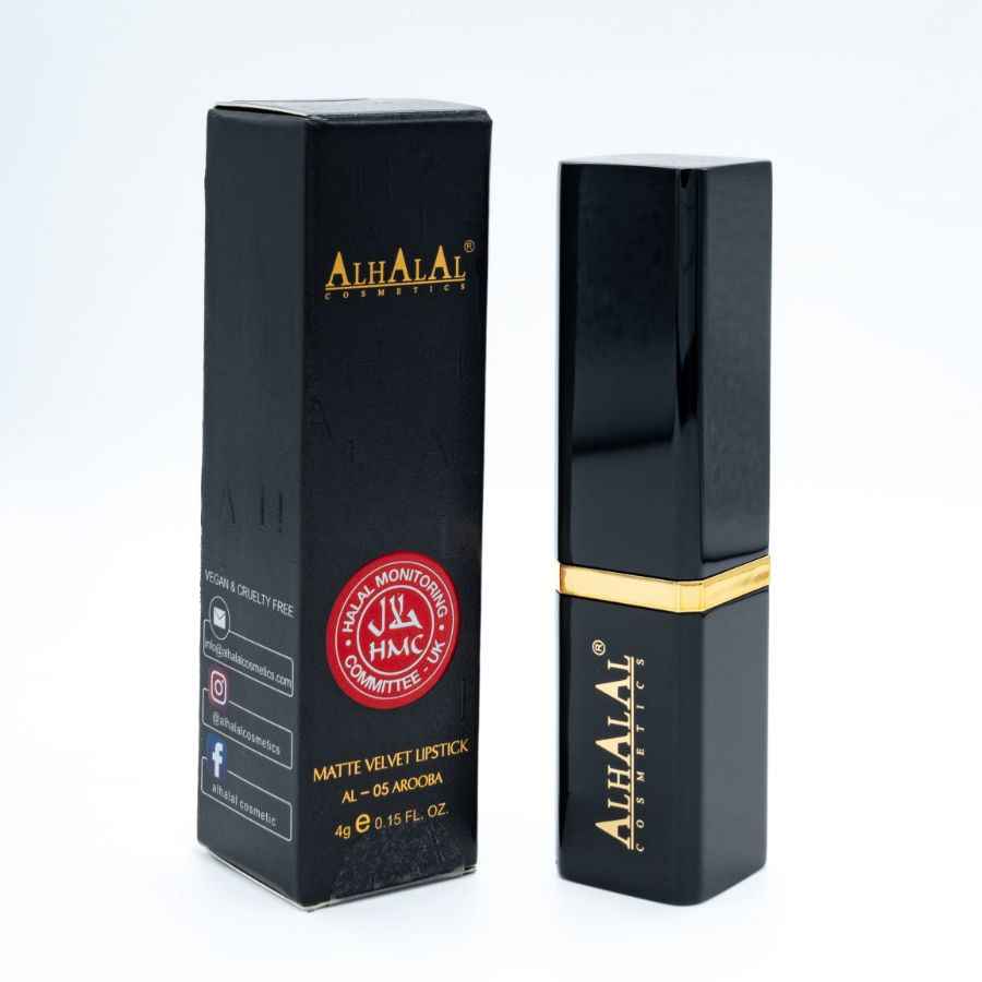 Alhalal cosmetics Lippenstift Rode matte velvet lipstick in zwarte luxe verpakking