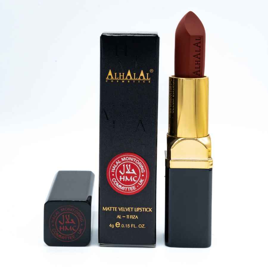 Alhalal cosmetics matte velvet Lippenstift roze met luxe zwarte en gouden huls