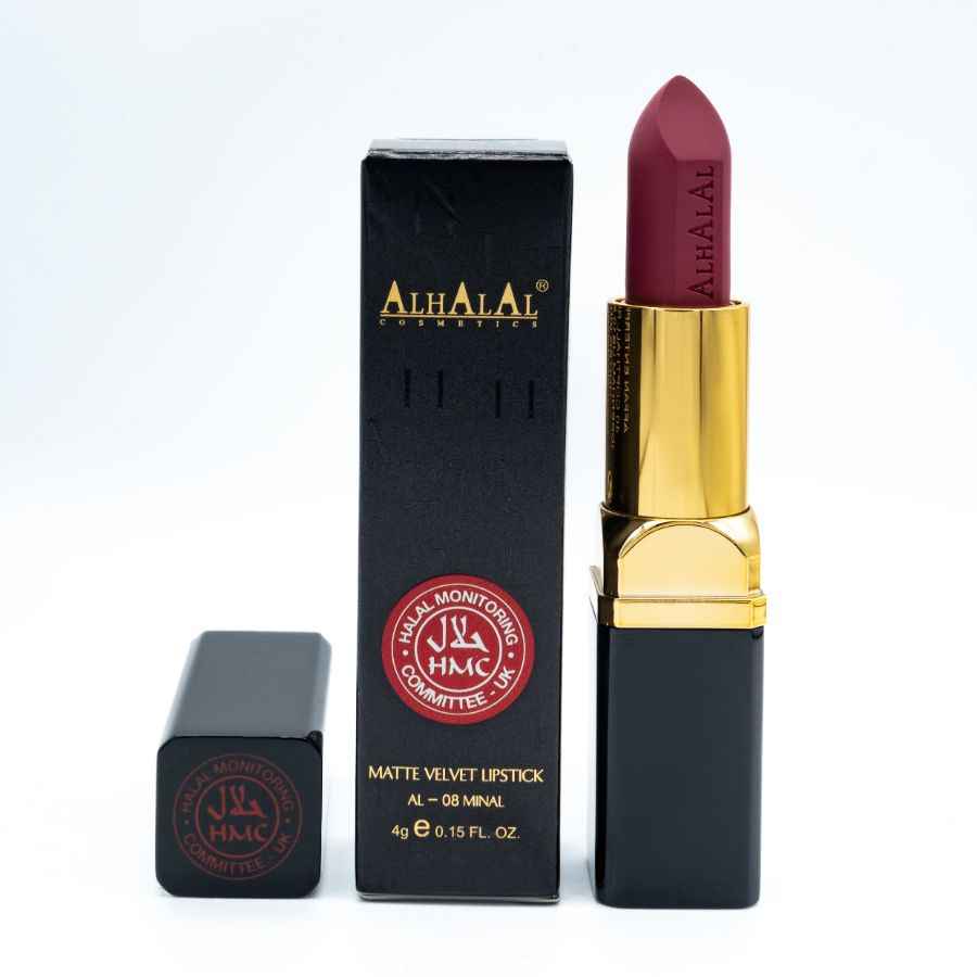 Alhalal cosmetics matte velvet lipstick in dieprode kleur met premium verpakking OUDE LIPPENSTIFT