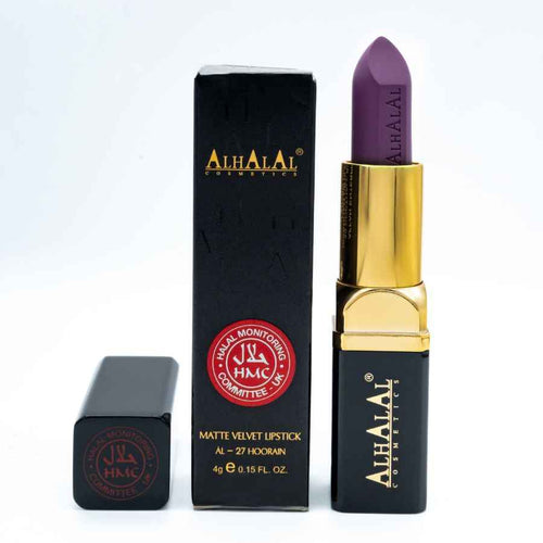 BATOM ROXO da Alhalal Cosmetics em acabamento veludo com manga dourada e preta
