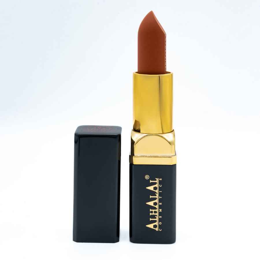 Alhalal cosmetics PINDA LIPPENSTIFT in fluweelzachte bruine tint met gouden accenten