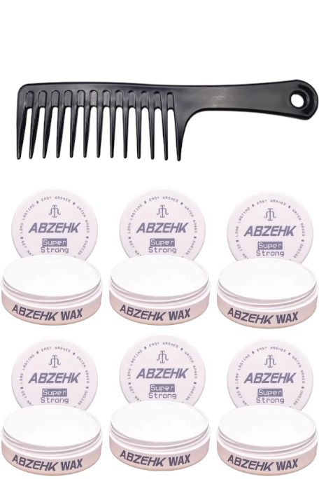 Abzehk Grey Super Strong Hair Styling Wax 6 Pieces + Free Styling Comb